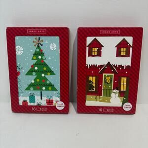 Pack of 32 Hallmark Christmas Holiday Assorted Boxed Glitter Cards w/ Envelopes